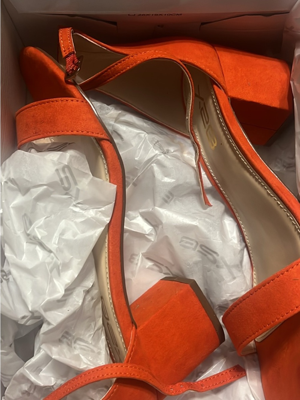 X2 Orange Suede Block Heel Sandals
